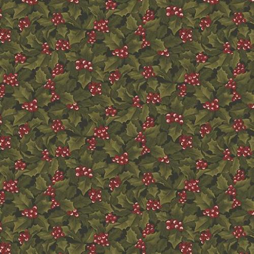 Winter Wonderland Holly & Berries Green/Red 465510 Bernatex
