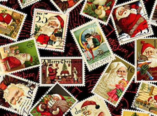DEAR SANTA 22617J schwarz-rot mit Briefmarken