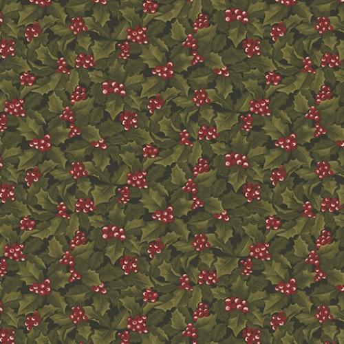 Winter Wonderland Holly & Berries Green/Red 465510 Bernatex