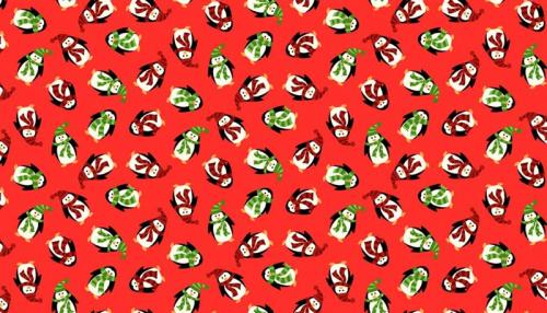 Makower Mini Novelties 1302/R PENGUINS ROT