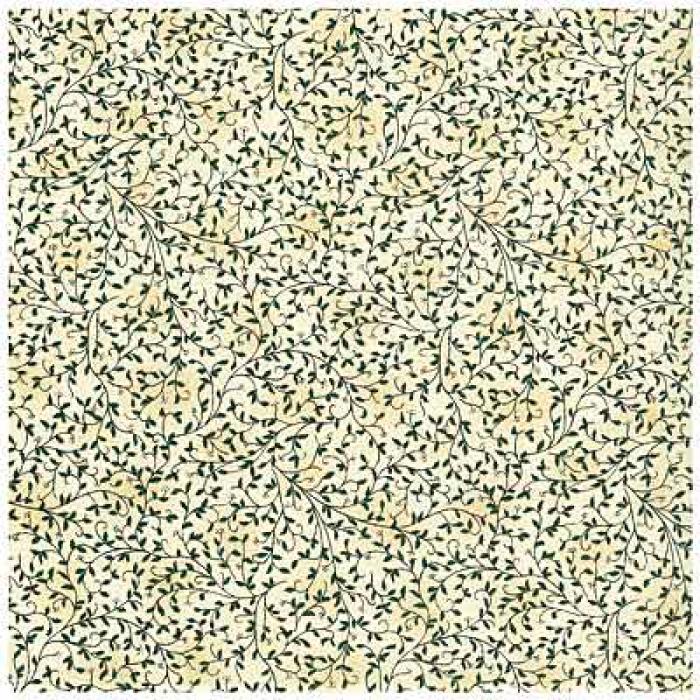 STOF BASIC DESIGN 4513 113 hellbeige,Zweige, grüne Blättchen