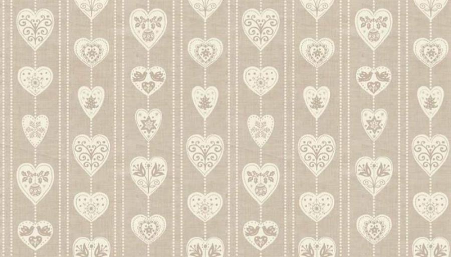 Makower Christmas Scandi 1295/S HEARTS beige