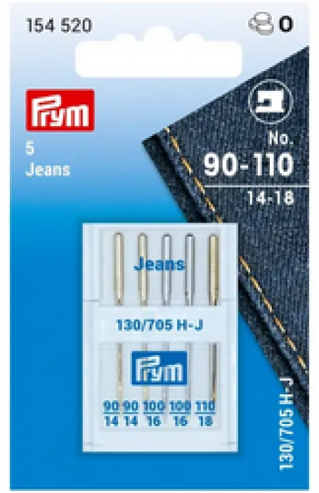 Prym Nähmaschinennadeln Flachkolben, 5 Stück Jeans 154520